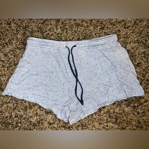 Light Gray Lounge Shorts with Navy Drawstring